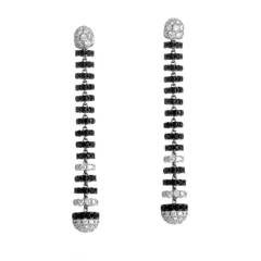 Roberto Coin Fantasia Black Sapphire Diamond Gold Drop Earrings