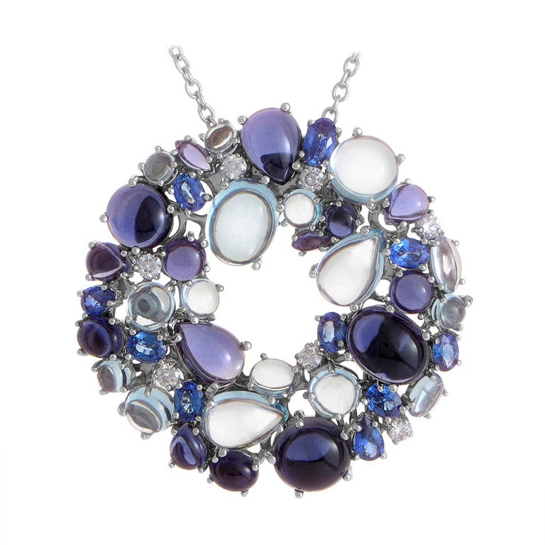 Roberto Coin Shanghai Blue Gemstone Diamond Gold Pendant Necklace at ...