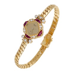 Chopard Ladies Yellow Gold Diamond Ruby Wristwatch