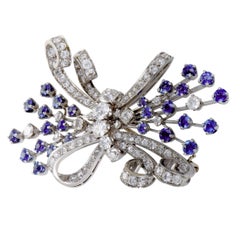 Diamond Pave and Sapphire Bow Brooch