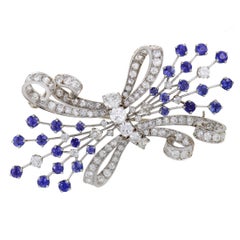 Diamond Pave and Sapphire Bow Brooch