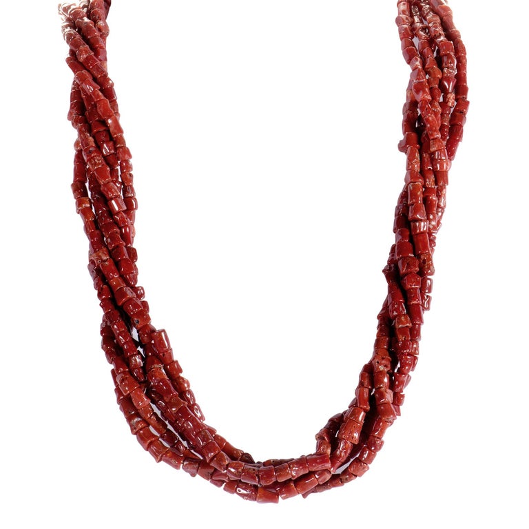 Cobbie Gioielli Diamond and Coral FiveStrand Necklace at 1stDibs
