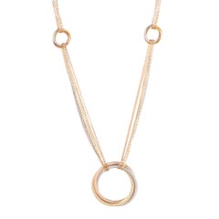 Cartier Trinity Diamond Pave Yellow White and Rose Gold Pendant Necklace