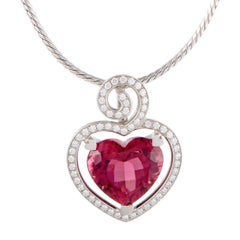 Breguet Diamond and Tourmaline Heart White Gold Pendant Necklace Breguet Diamond and Tourmaline Heart White Gold Pendant Necklace