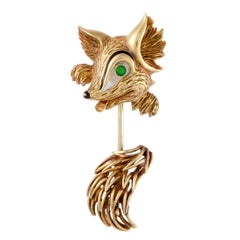 Cartier Enameled Yellow Gold Fox Pin