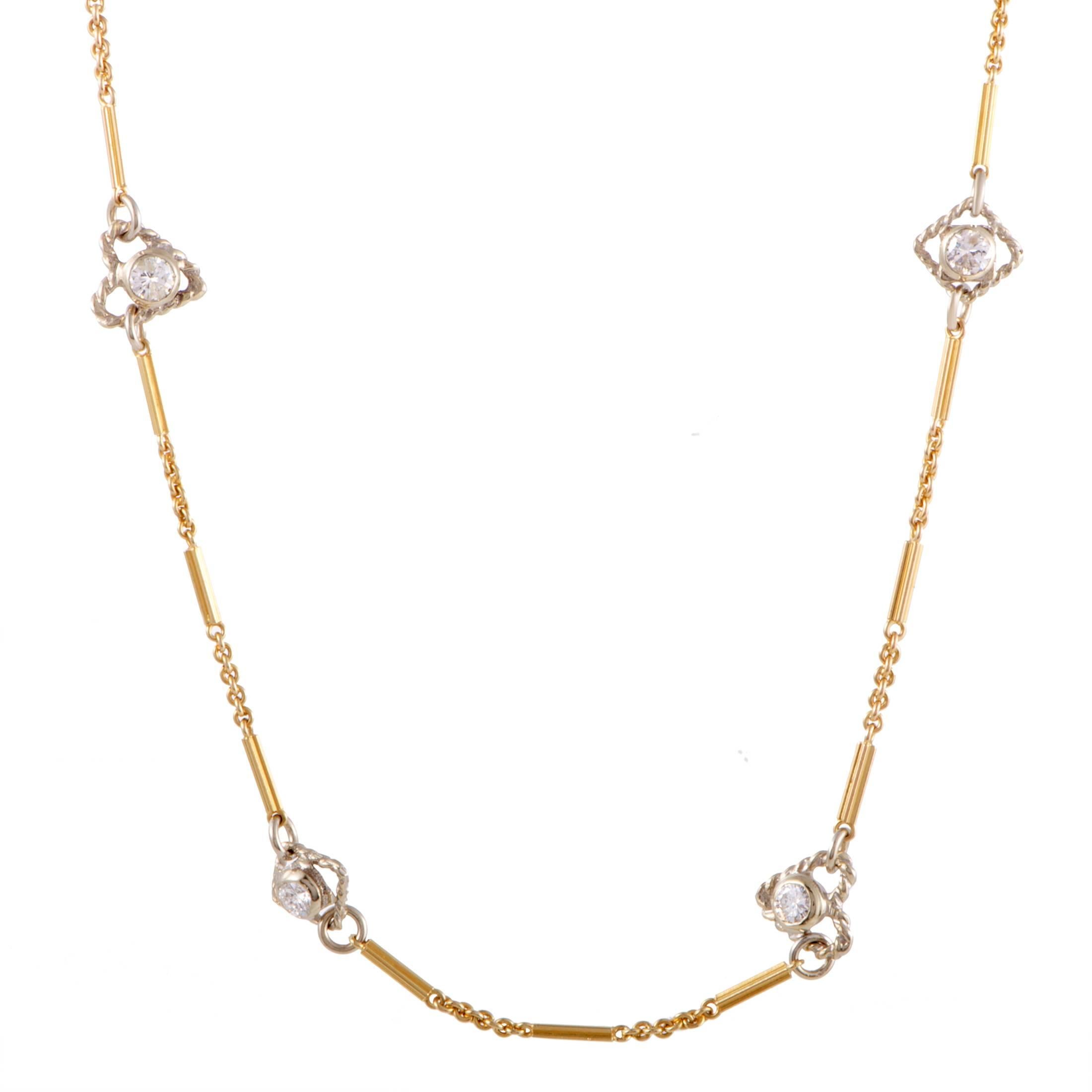 Diamond Yellow and White Gold Sautoir Necklace