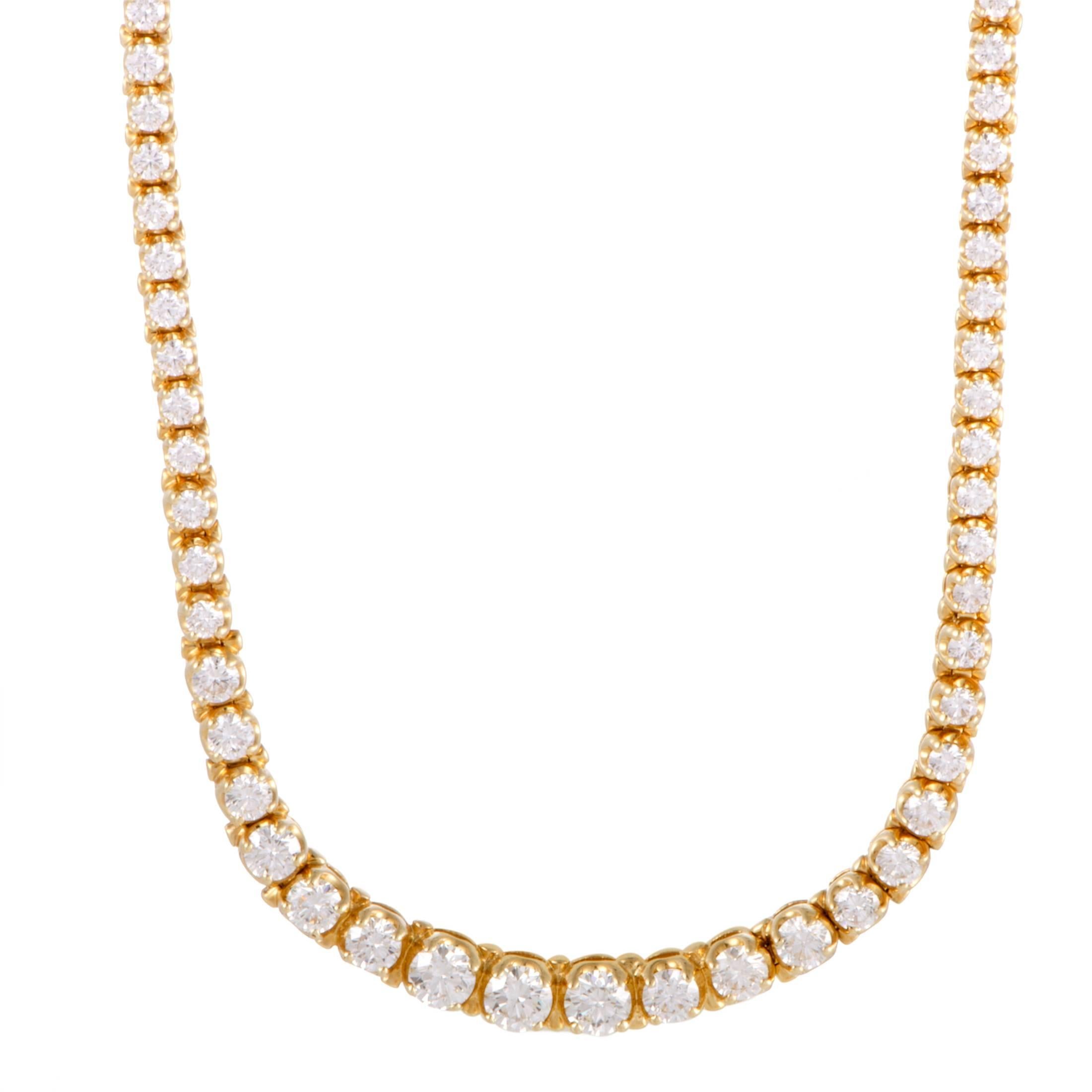Diamond Strand and Yellow Gold Tennis Necklace