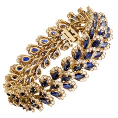 Diamond and Sapphire Yellow Gold Bracelet Vintage Diamond and Sapphire Yellow Gold Bracelet