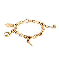Gucci Coral Three-Charm Gold Bracelet