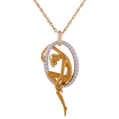 Carrera y Carrera Diamond Yellow Gold Nude Figure Pendant Necklace