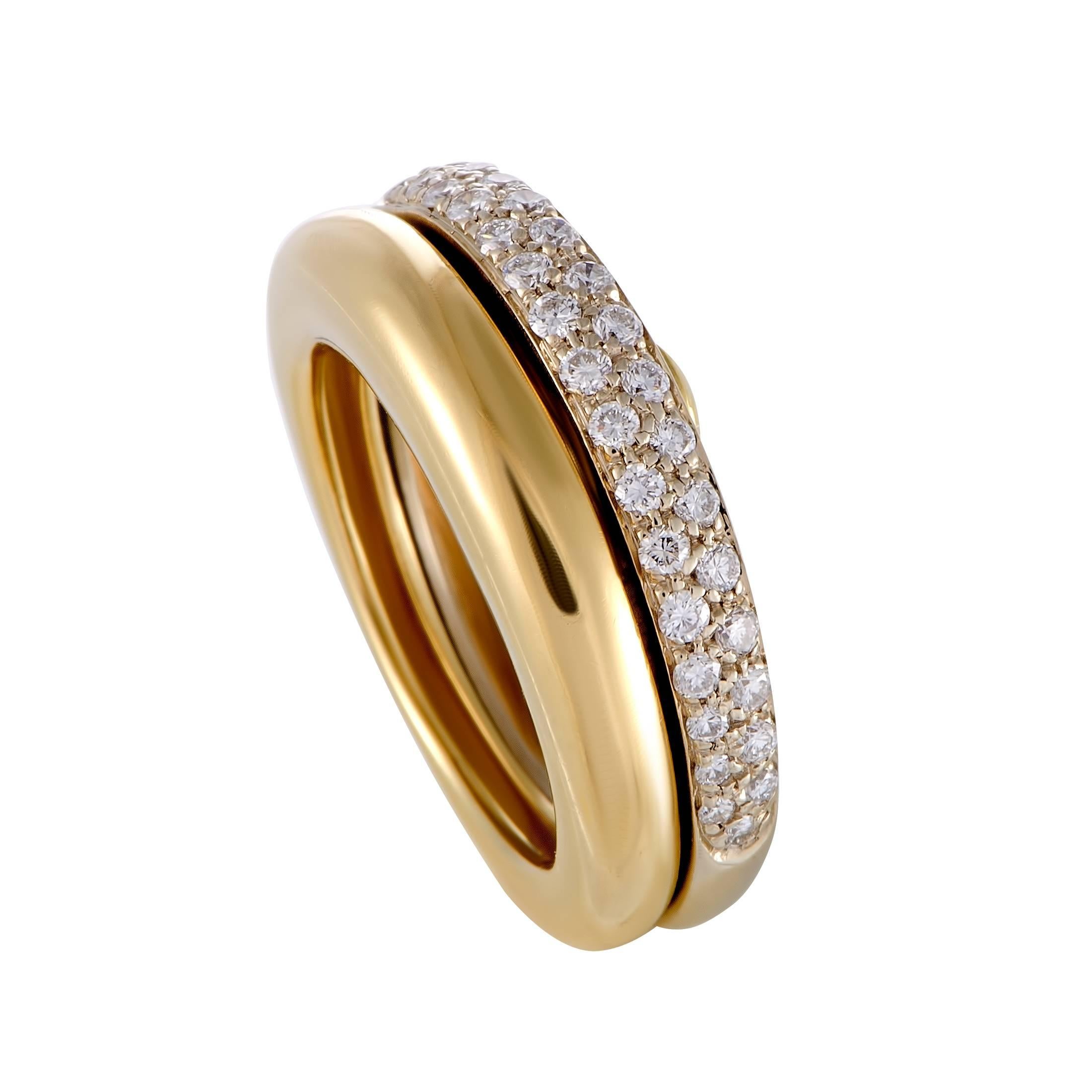 Cartier Diamond Yellow and White Gold Detachable Band Ring