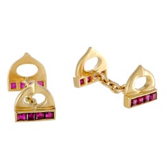 Cartier Ruby Yellow Gold Cufflinks