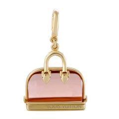 Louis Vuitton Pink Crystal Yellow Gold Purse Charm