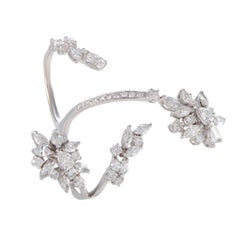 Yeprem Diamond Pave Floral Two-Finger White Gold Ring