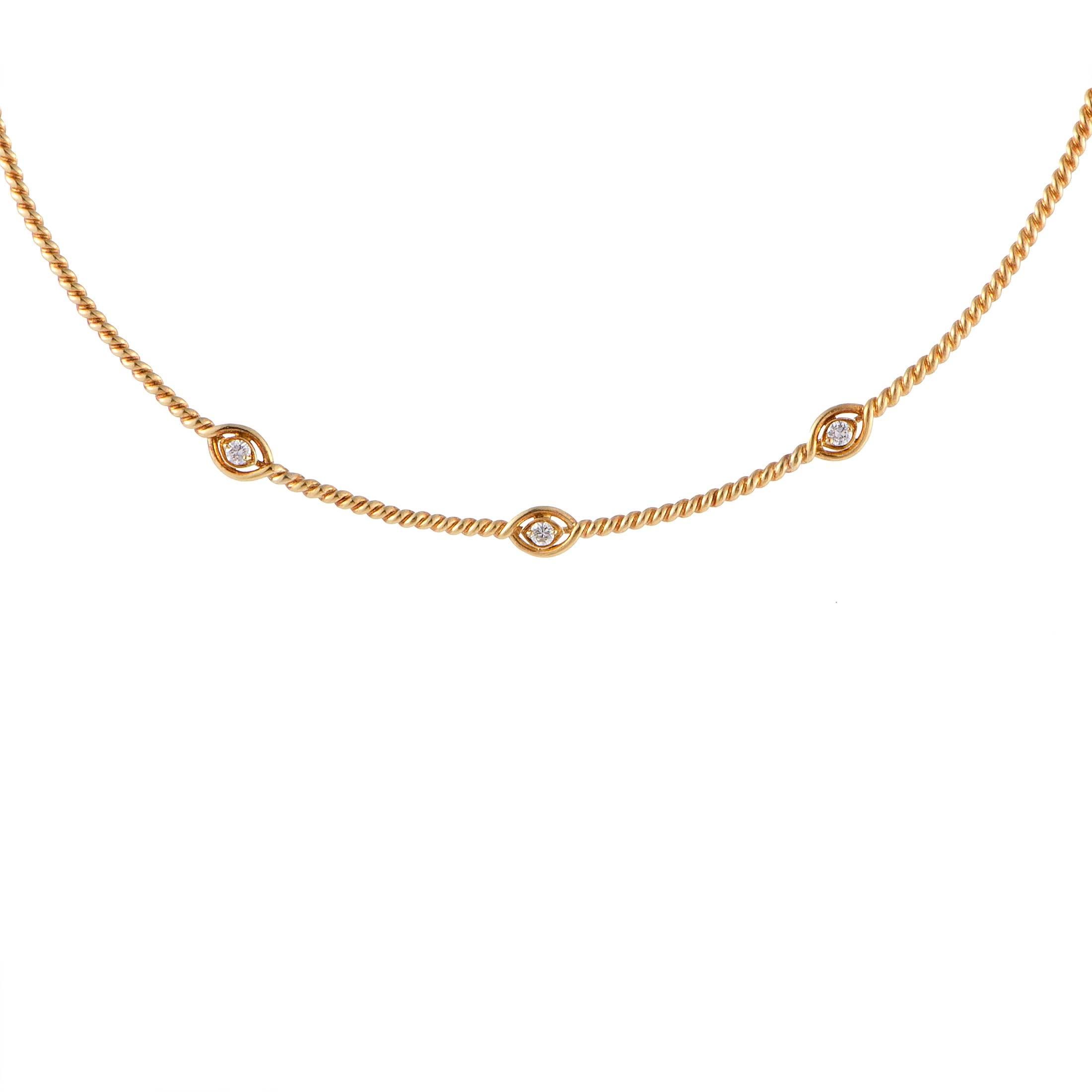 Dior Diamond Yellow Gold Cable Necklace