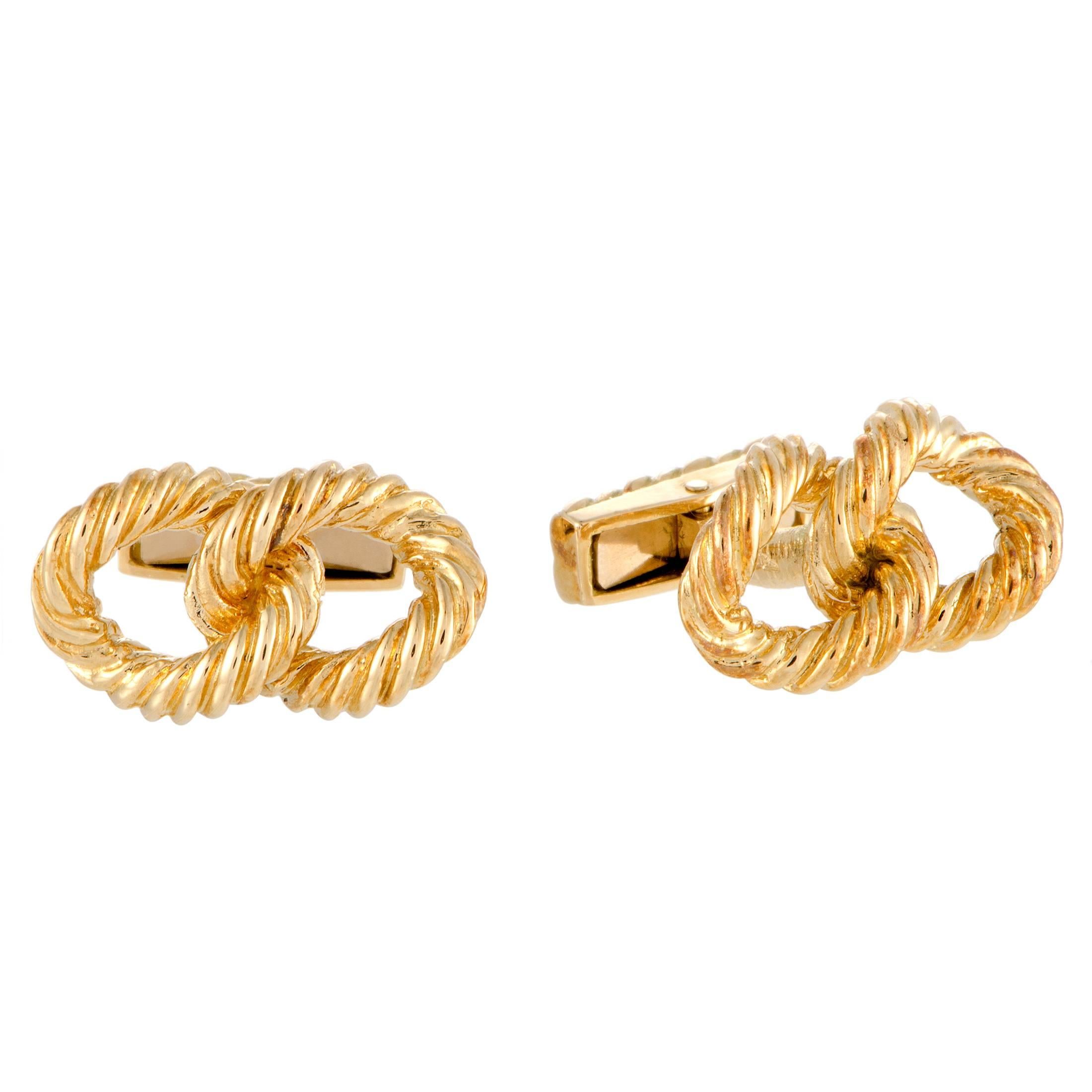 Aston Martin Yellow Gold Rope Cufflinks