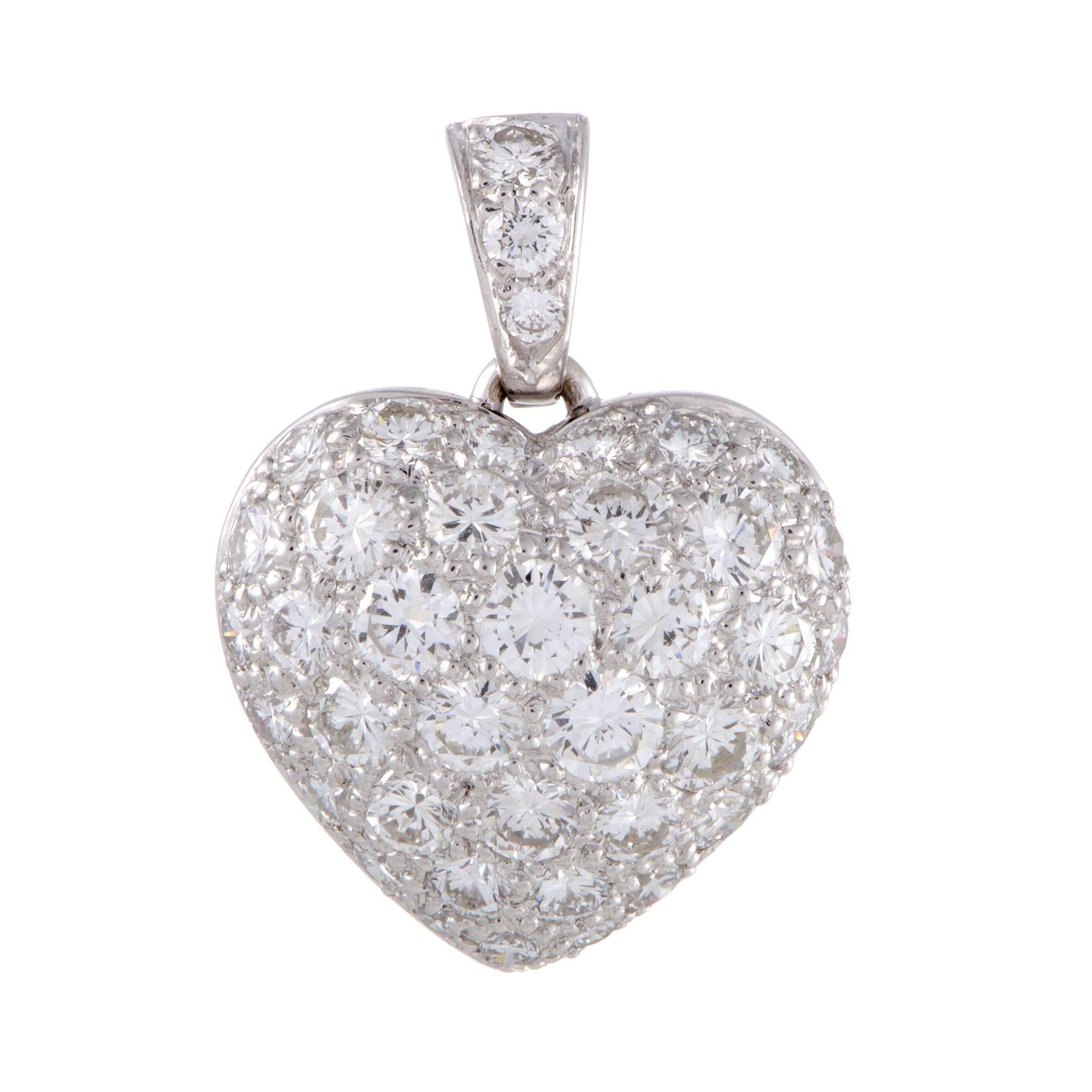 Cartier Full Diamond Pave White Gold Heart Pendant