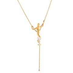 Retro Carrera y Carrera Diamond Yellow Gold Mermaid Pendant Necklace
