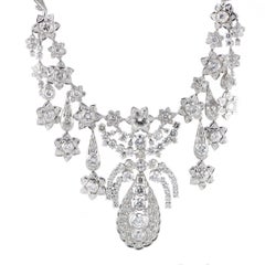 Large Diamond White Gold Floral Bib Necklace