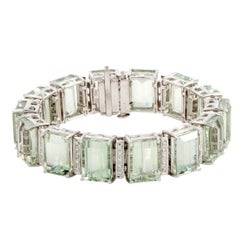 Diamond and Prasiolite White Gold Bracelet