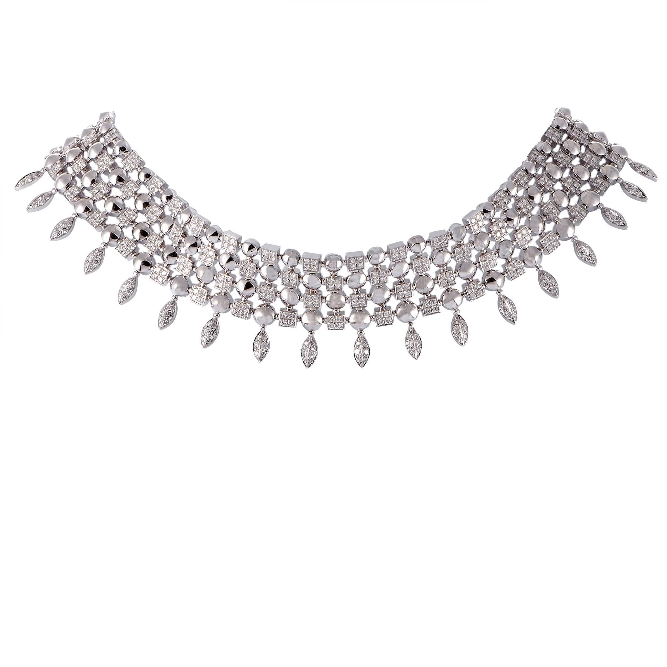 Bulgari Lucea Diamond Four-Row White Gold Collar Necklace
