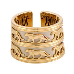 Cartier Panthere Yellow and White Gold Two-Row Cuff Bracelet