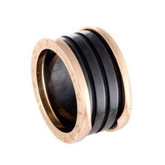 Bulgari B.Zero1 18 Karat Rose Gold Black Ceramic Three-Band Ring