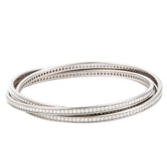 Cartier Trinity Full Diamond Pave White Gold Rolling Bangle Bracelet