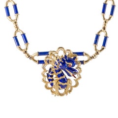 Pink Sapphire Yellow Gold Dragon Pendant Necklace