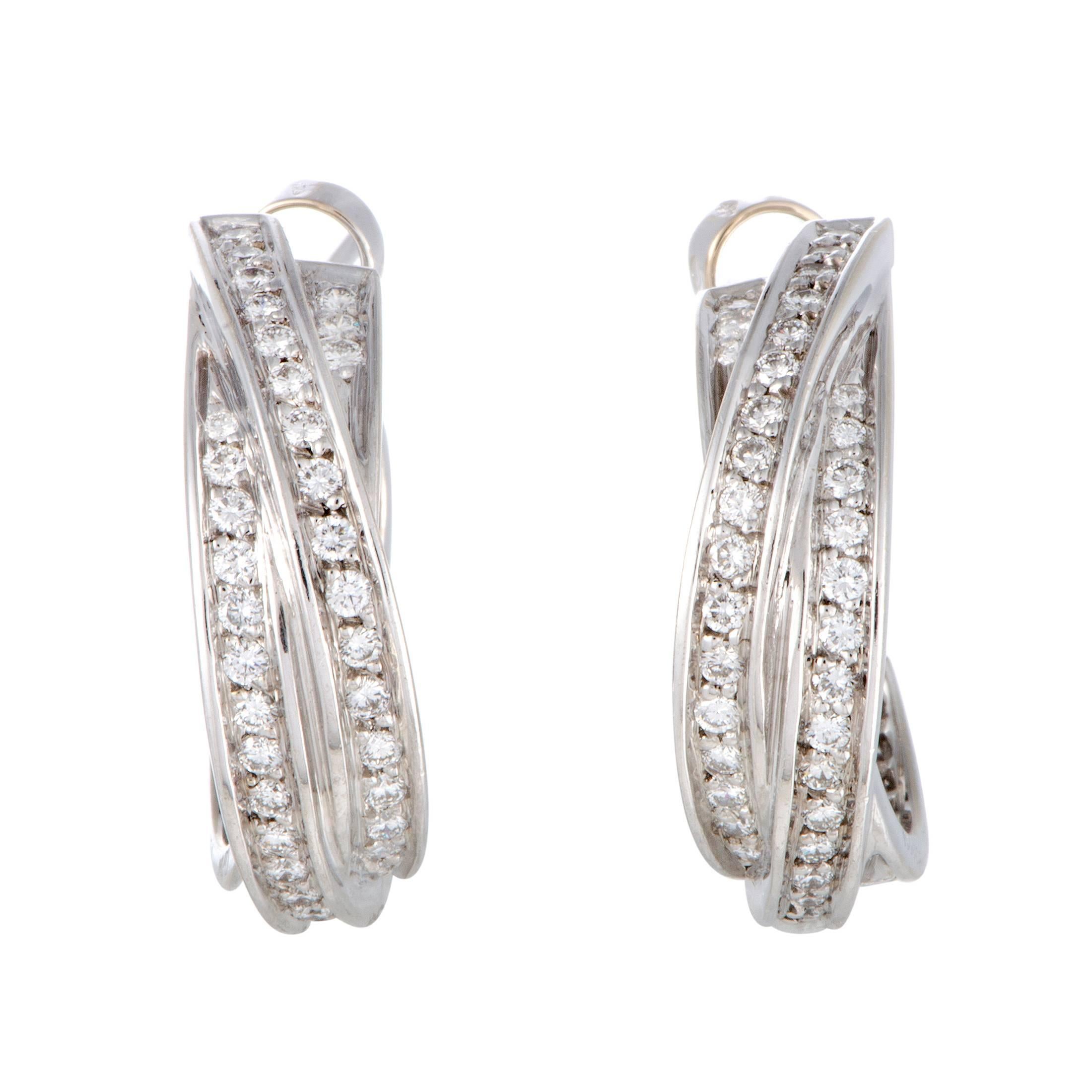 Cartier Diamond White Gold Trinity Earrings