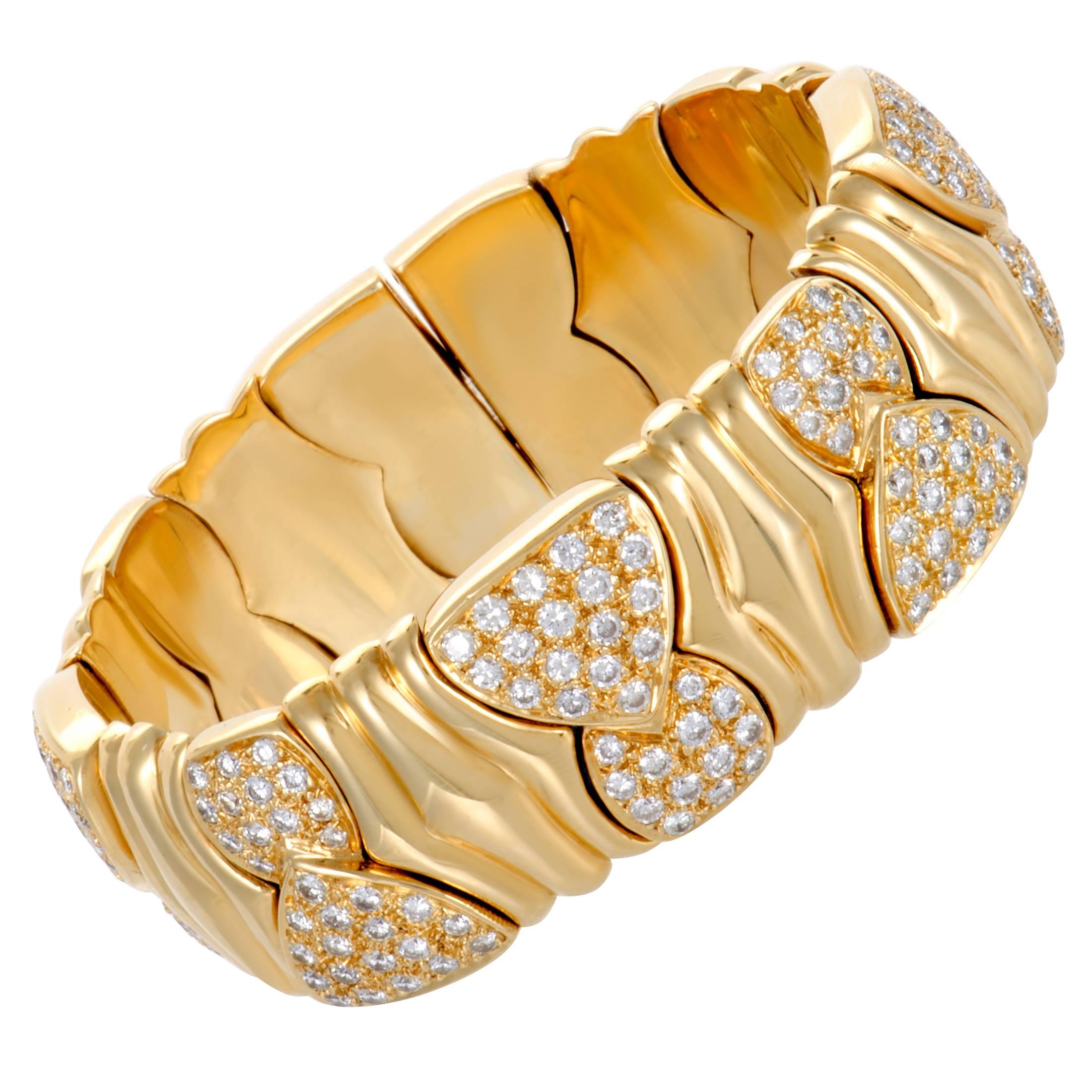 Bulgari Diamond Yellow Gold Bangle Bracelet