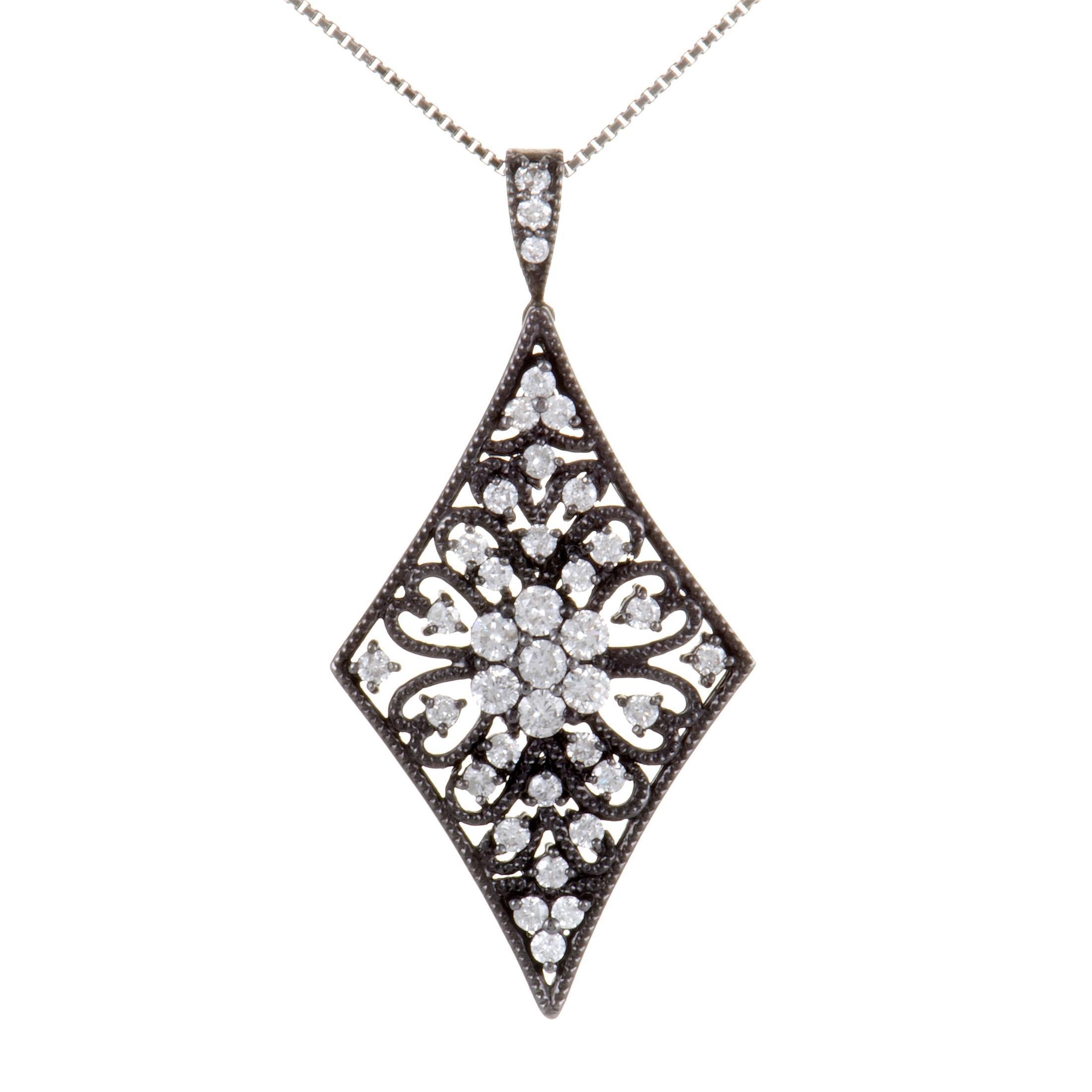 Floral Diamond White Gold Pendant Necklace
