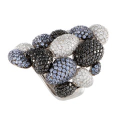 Palmiero Diamond and Sapphire Pave White Gold Cluster Cocktail Ring