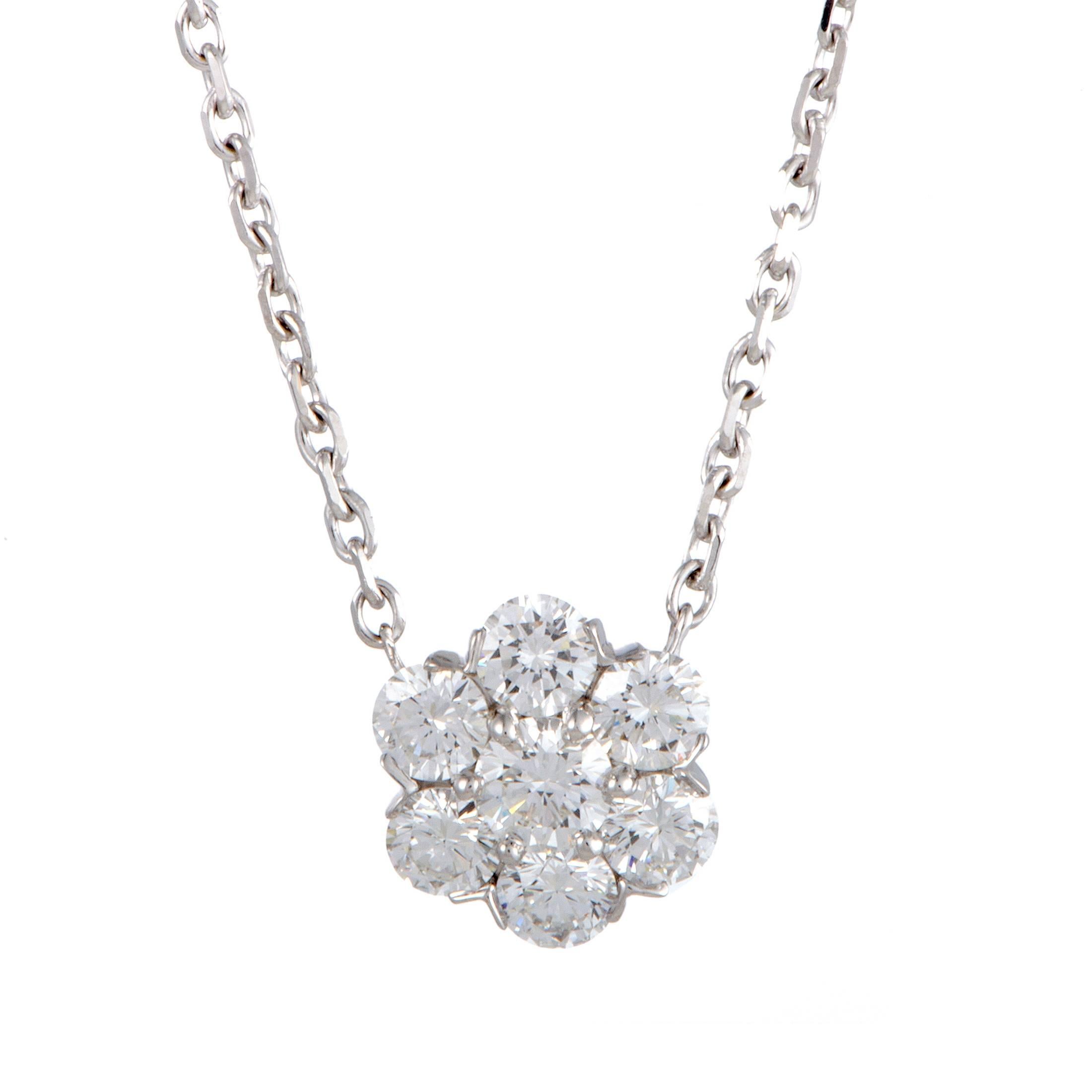 Van Cleef & Arpels Fleurette Large Diamond White Gold Pendant Necklace