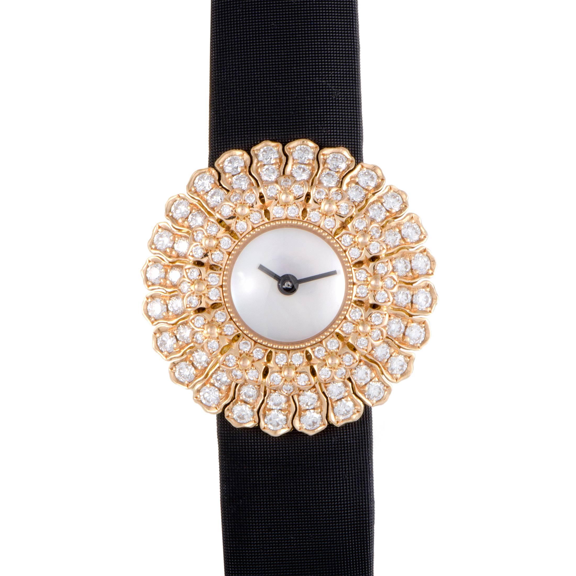 Buccellati Ladies Rose Gold Diamond Anthochron Zinnia Quartz Wristwatch