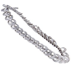 Vintage Full Diamond Pave White Gold Circular Link Bracelet