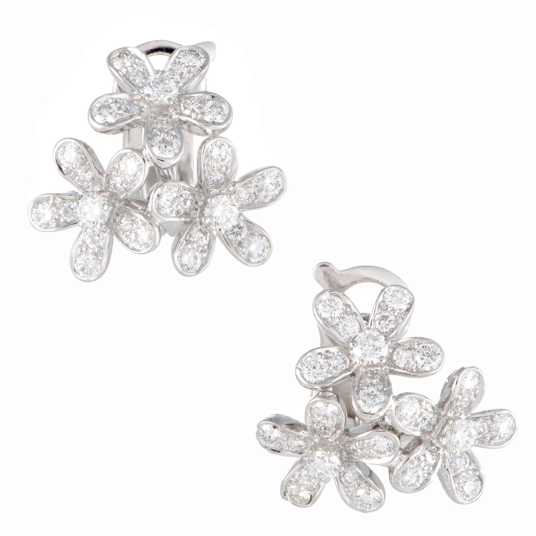 Van Cleef & Arpels Socrate Diamond Flower White Gold Earrings