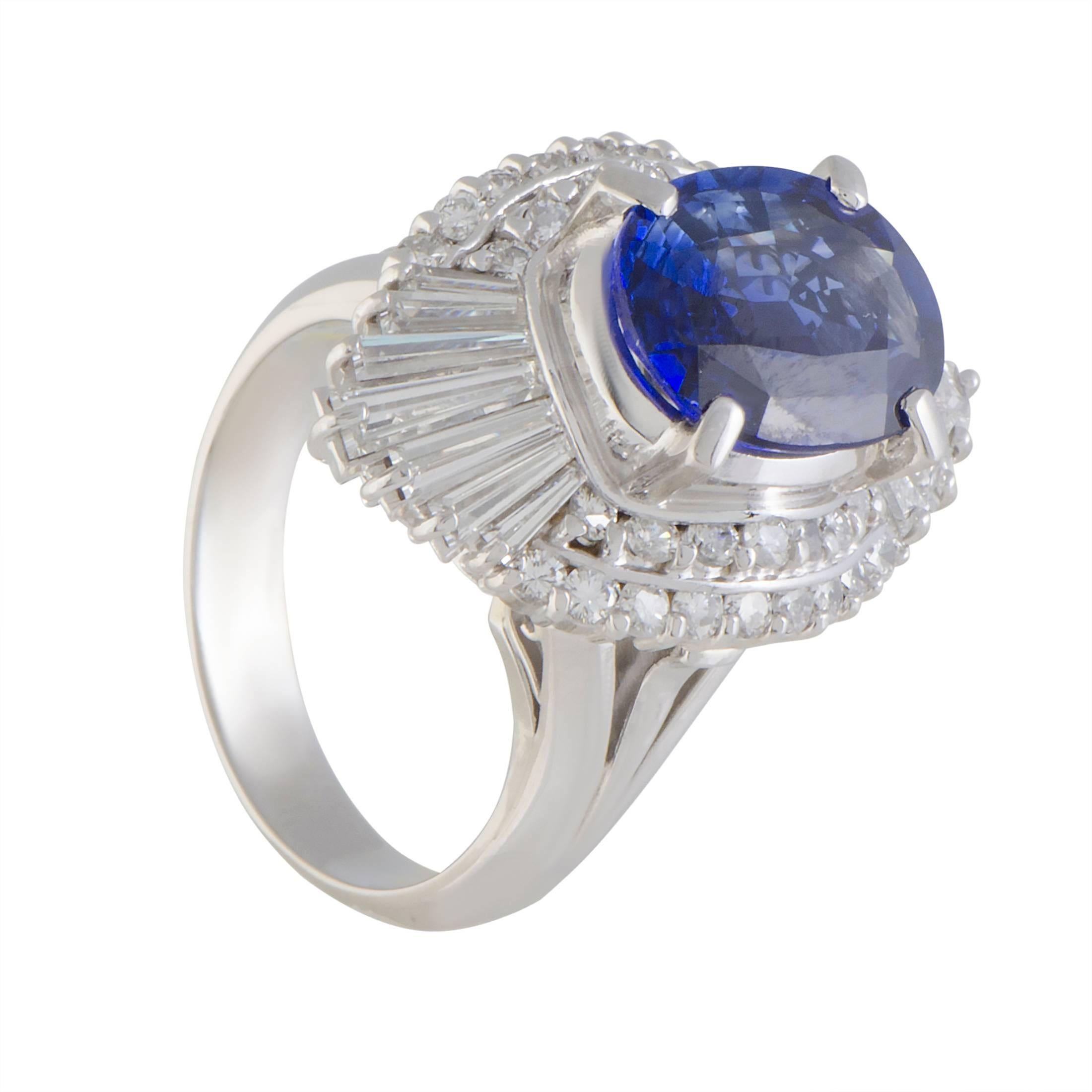 Diamond and Sapphire Platinum Ring