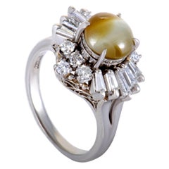Diamond and Cat's Eye Platinum Ring