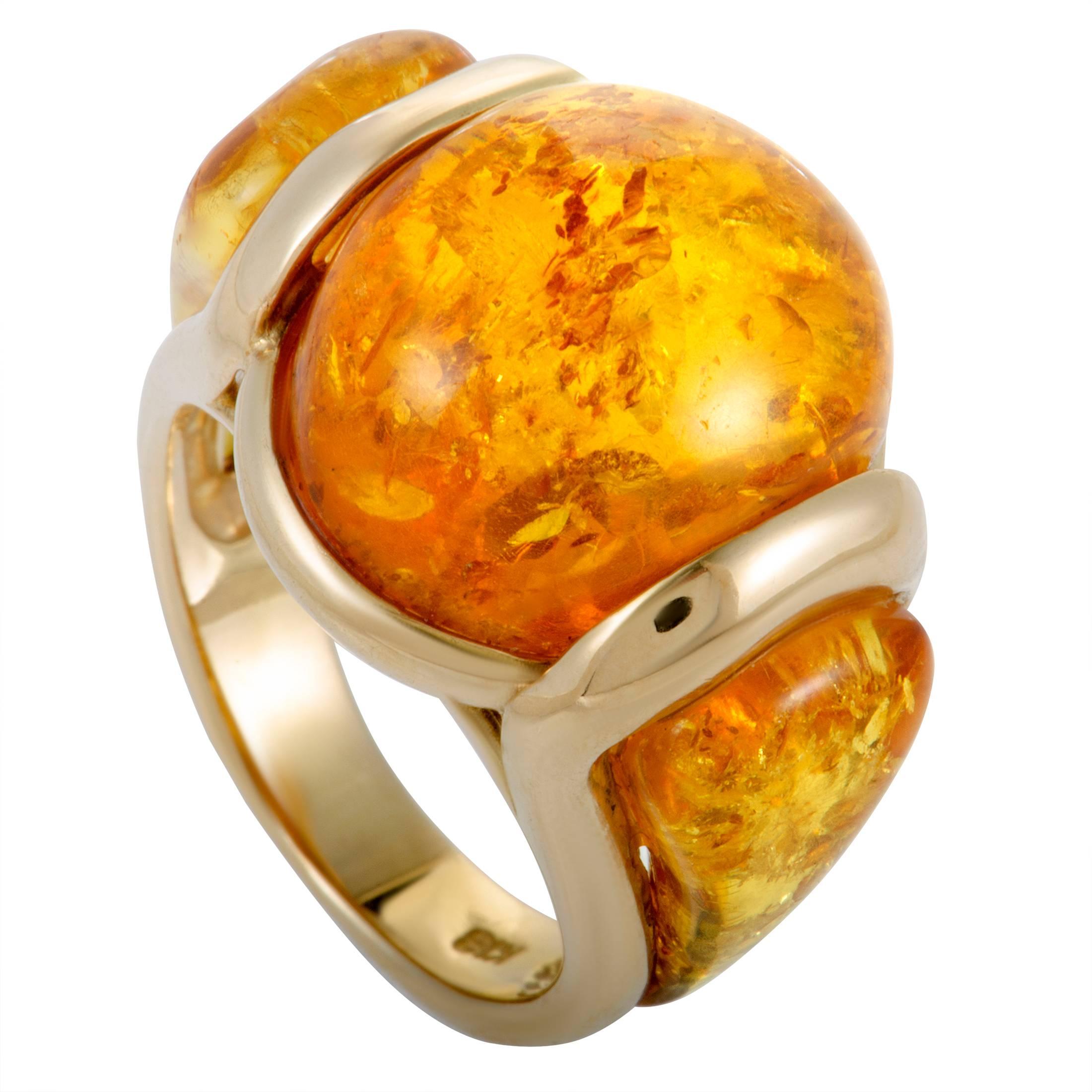 Amber Yellow Gold Band Ring