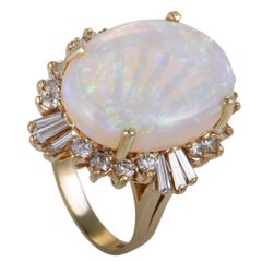 Diamond and Opal Yellow Gold Cocktail Ring