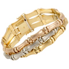 Rose White and Yellow Gold Bamboo Bracelet