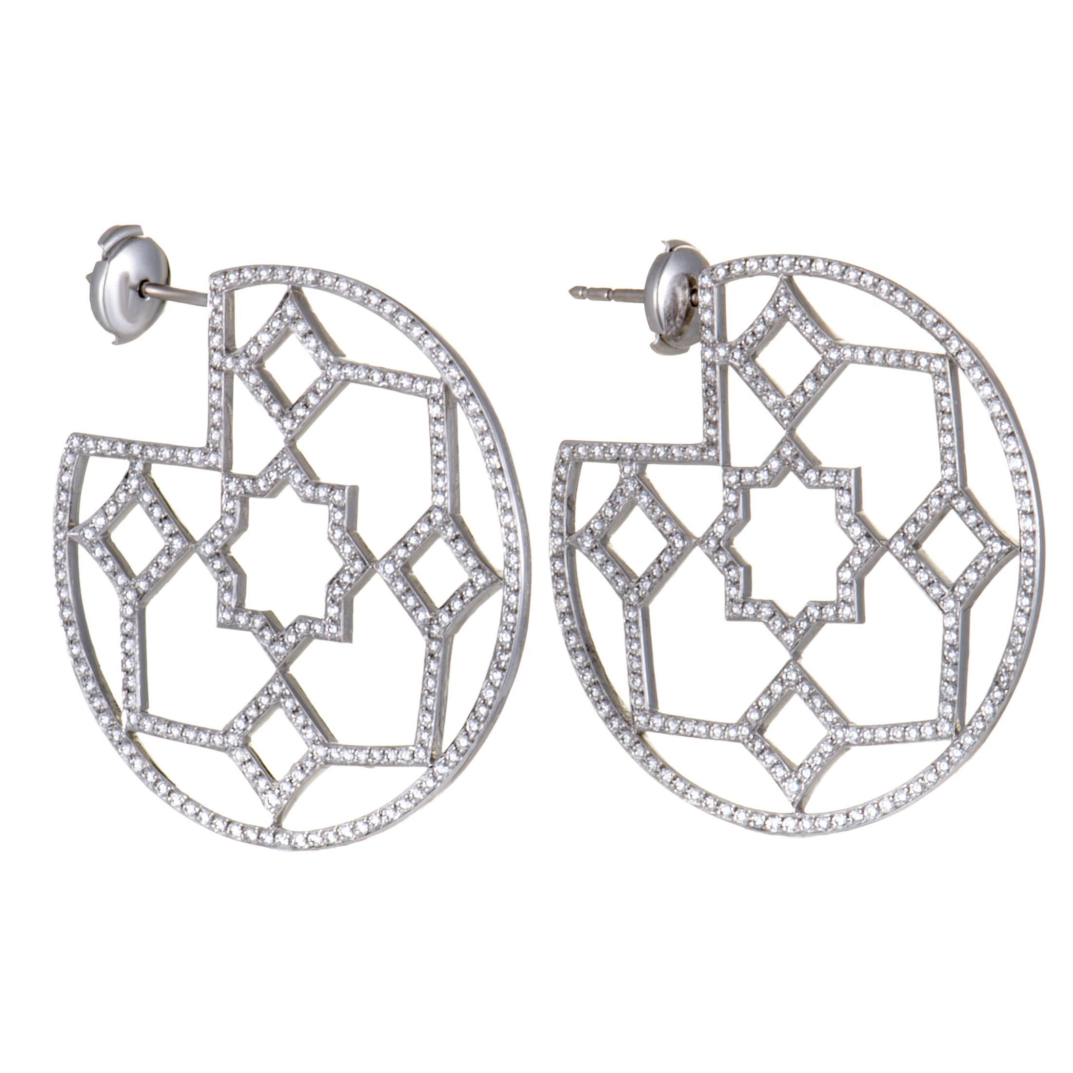 Tiffany & Co. Paloma Picasso Marrakesh Diamond Pave Platinum Hoop Earrings