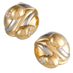 Bulgari Diamond Yellow and White Gold Huggie Earrings