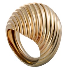 Cartier Ribbed Yellow Gold Bombe Ring