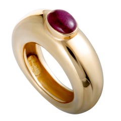 Chaumet Ruby Cabochon Yellow Gold Band Ring