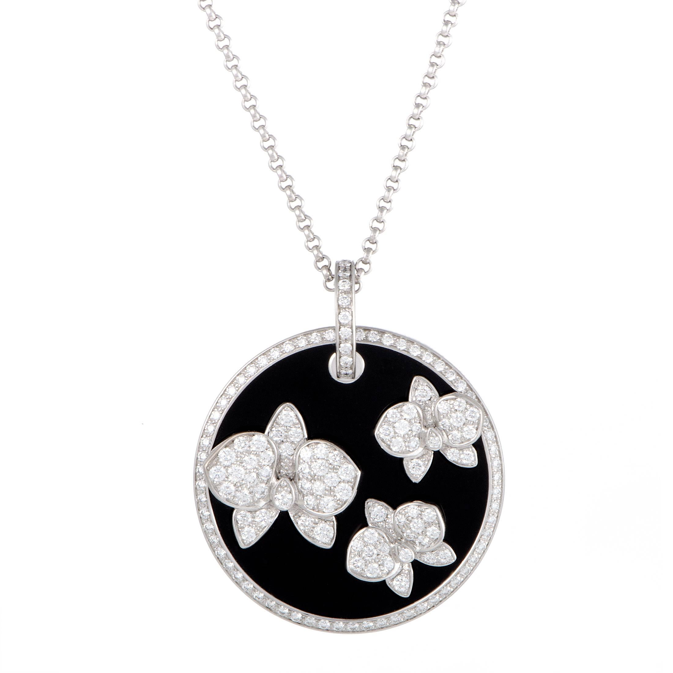 Cartier Caresse d'orchidées Diamond and Onyx Pendant Necklace