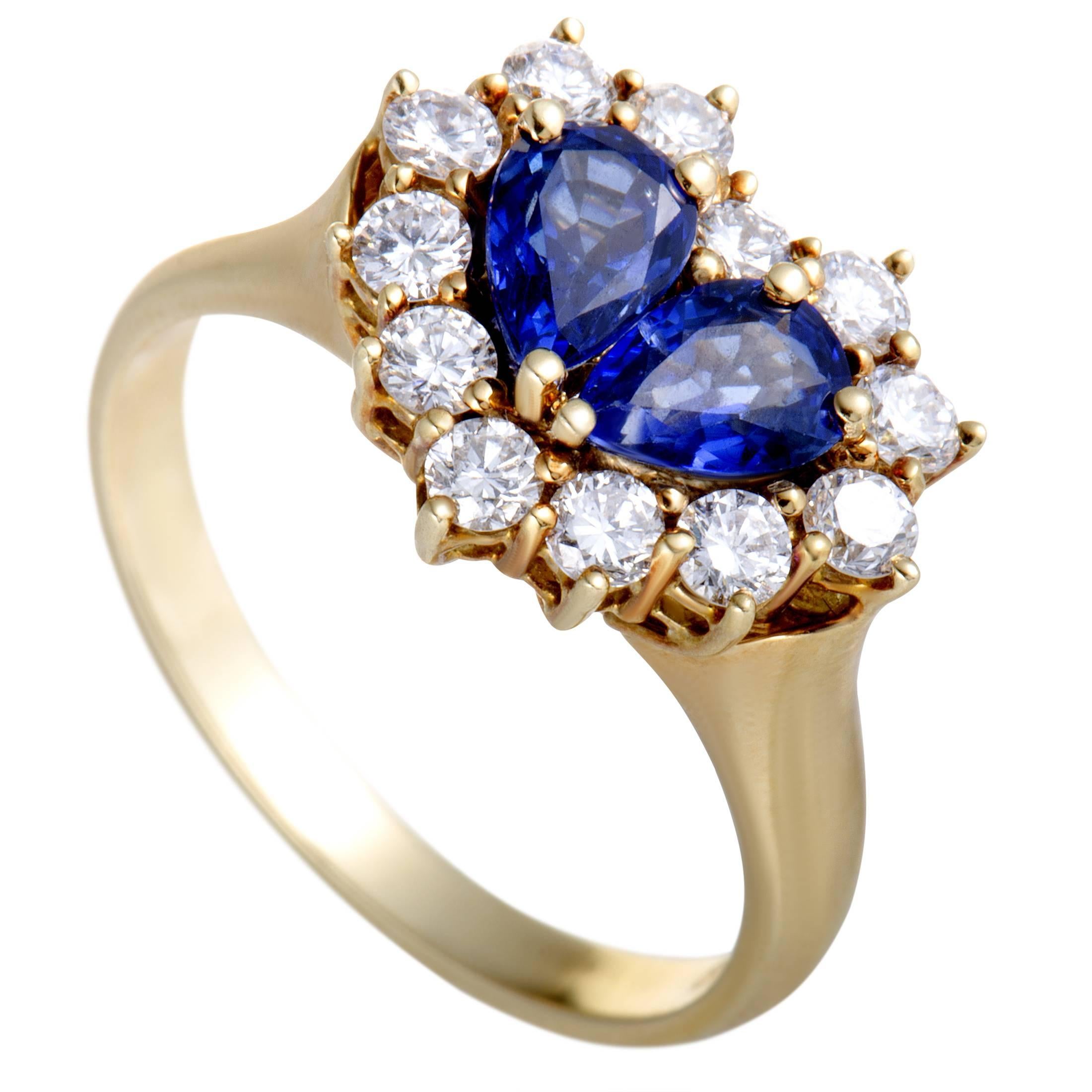 Graff Diamond and Sapphire Heart Yellow Gold Ring