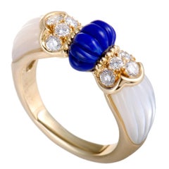 Mauboussin Diamond Lapis and Mother-of-Pearl Yellow Gold Band Ring