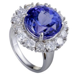 Diamond and Tanzanite Platinum Cocktail Ring